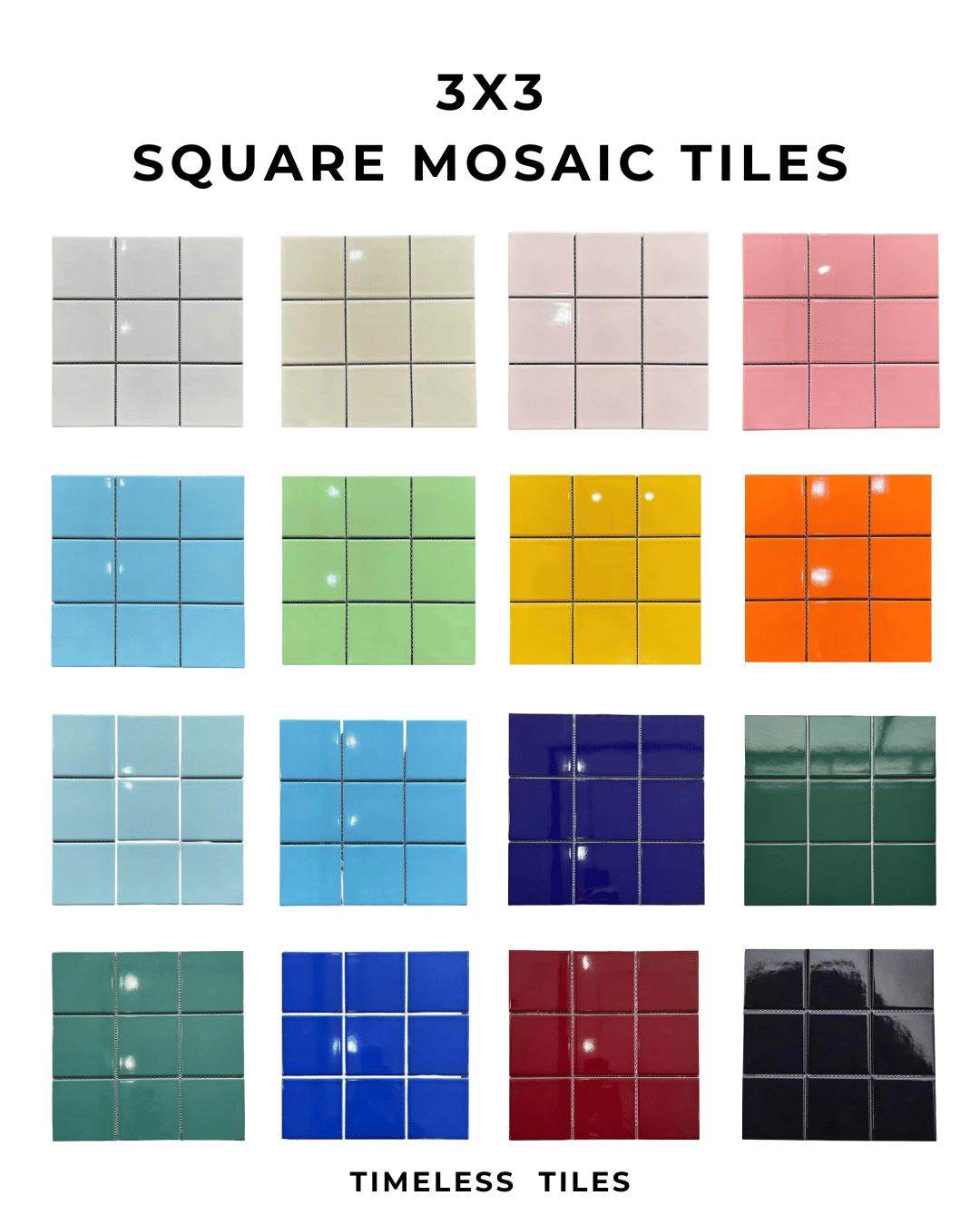 โมเสค TIMELESS TILES รุ่น 3X3 SQUARE MOSAIC TILES ขนาด 30X30 ซม. สีแดงไวน์ ผิวเงา_2